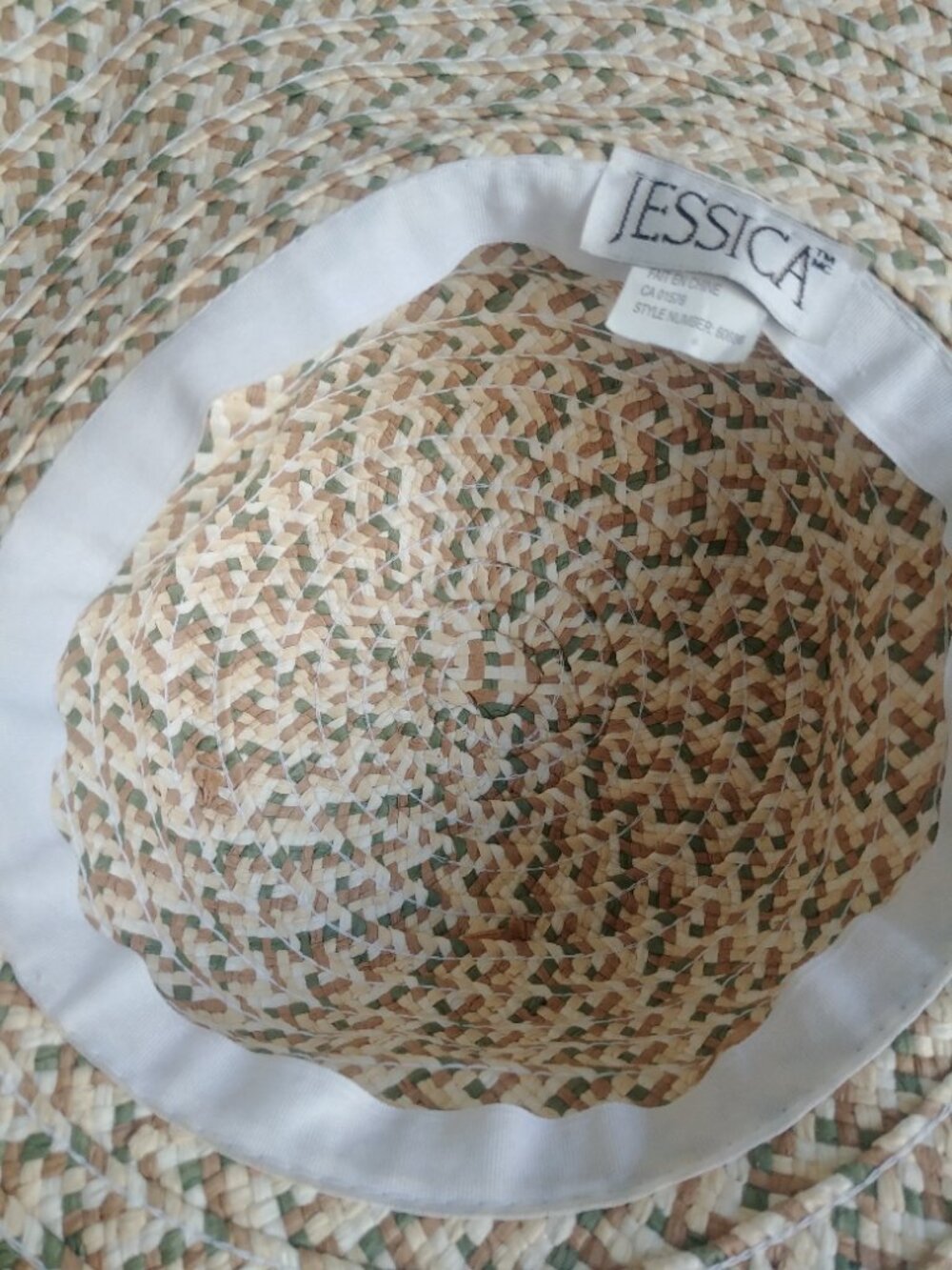 Floppy wide brim 100% paper woven straw hat cream tan brown green - Picture 7 of 14